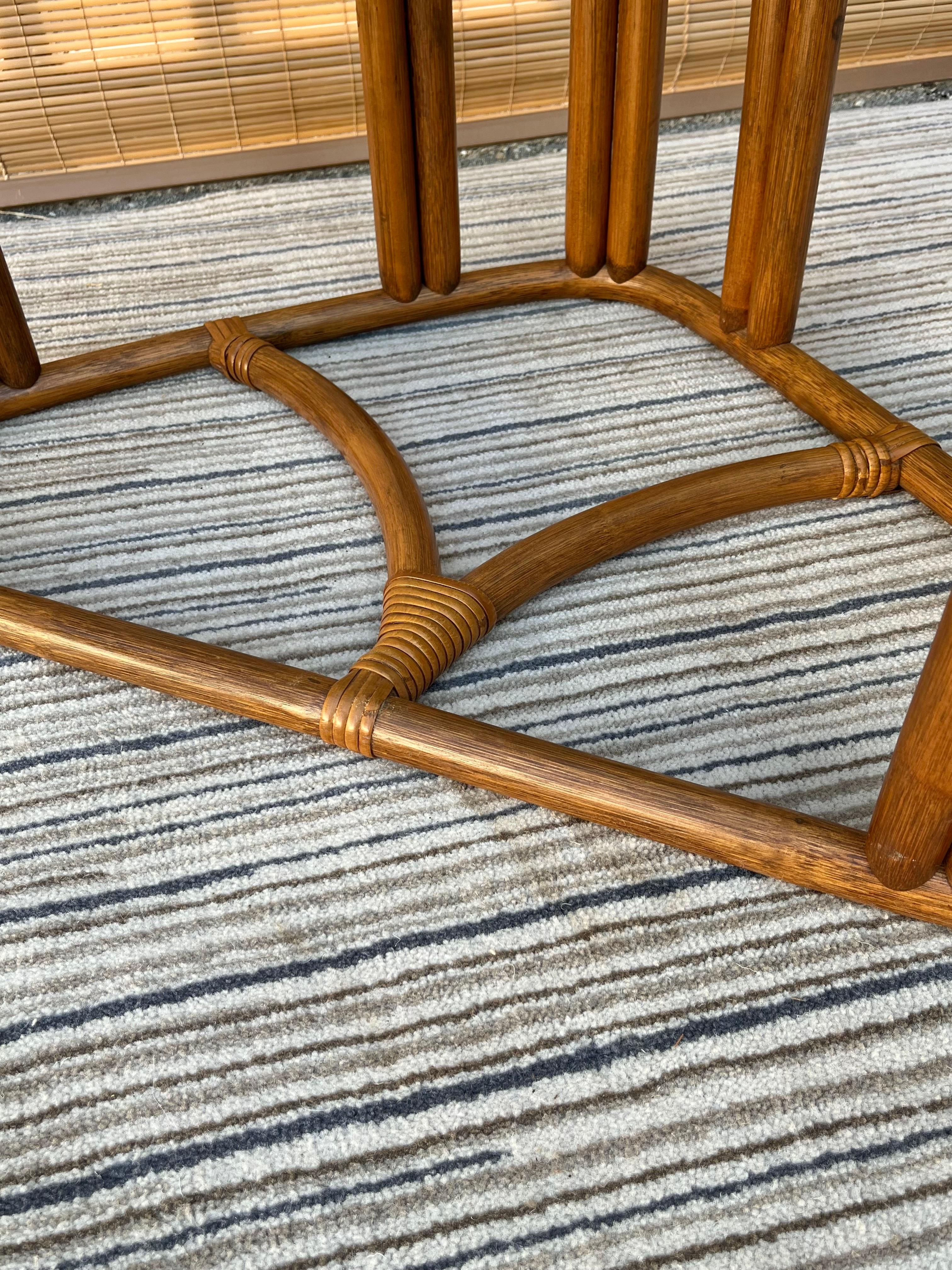1980s Coastal Style Triangular Rattan Coffee Table in the Franco Albini Style For Sale 2