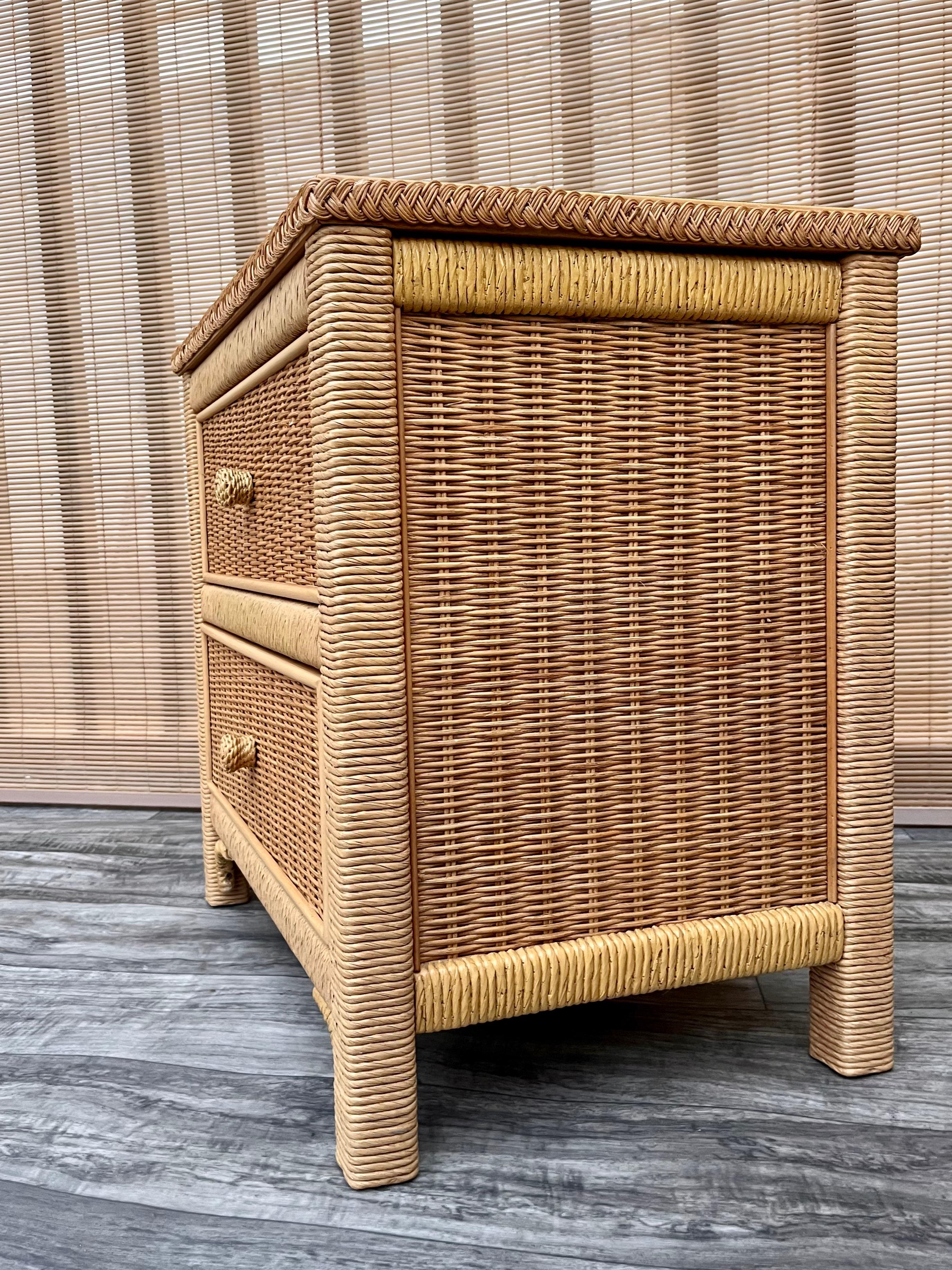1980s Coastal Style Wicker Nightstand by Henry Link for Lexington Furniture In Good Condition In Miami, FL