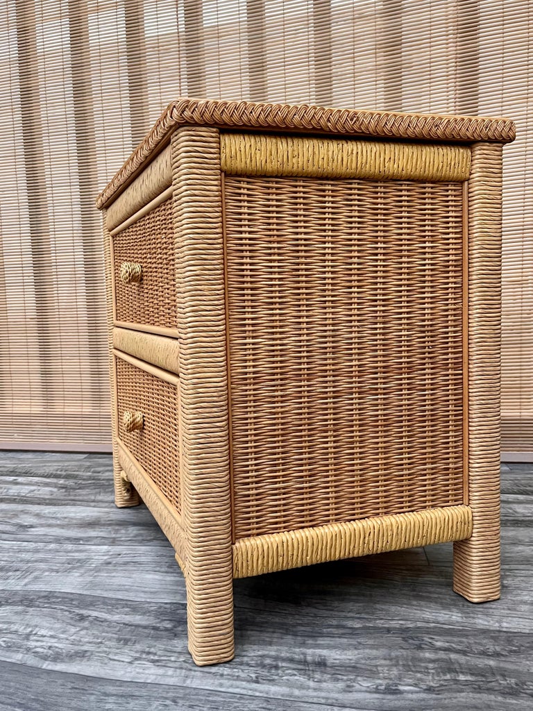 1980s Coastal Style Wicker Nightstand by Henry Link for Lexington Furniture For Sale 2
