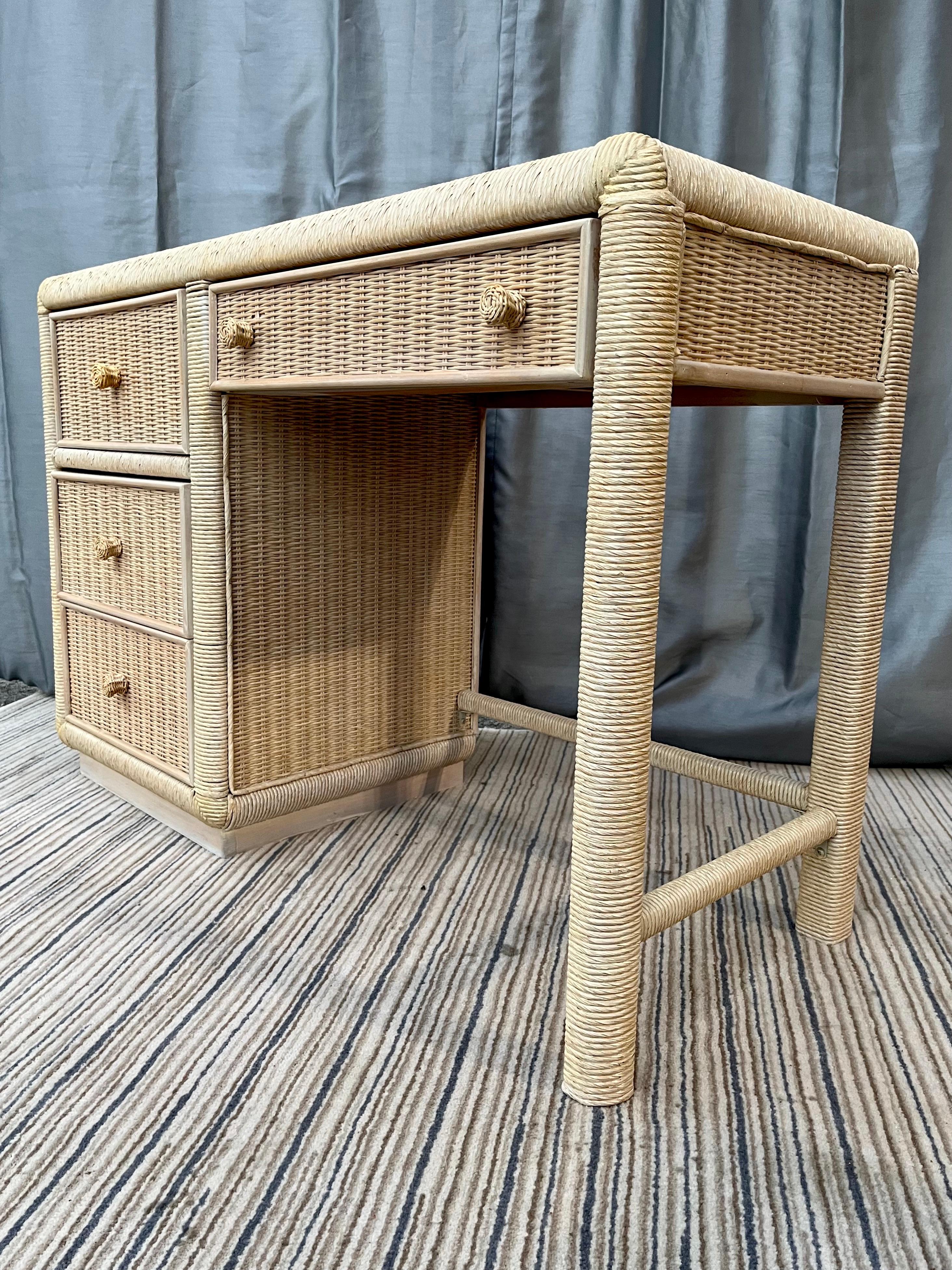 1980s Coastal Style Wicker Vanity / Writing Desk by Broyhill Furniture 5