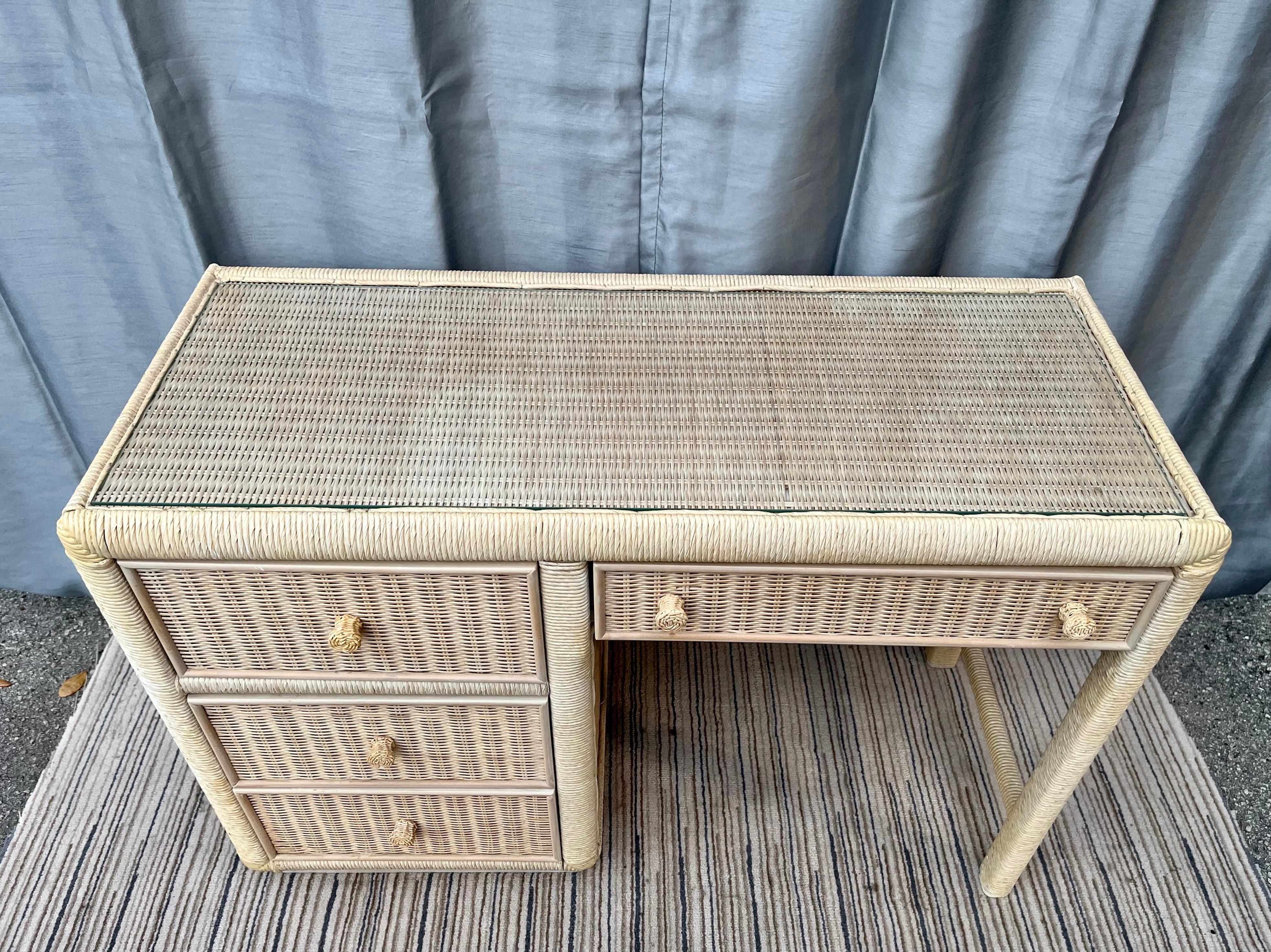 wicker desk with drawers