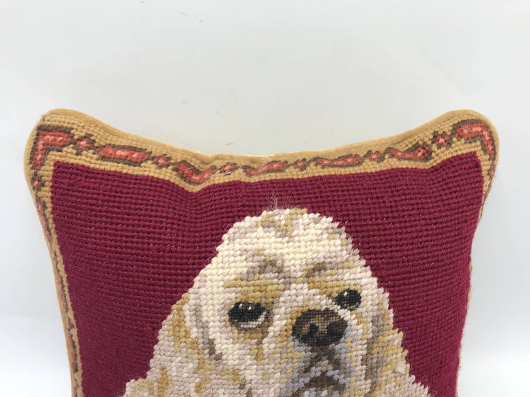 1980s Cocker Spaniel Dog Needlepoint Pillow at 1stDibs