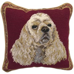 1980s Cocker Spaniel Dog Needlepoint Pillow