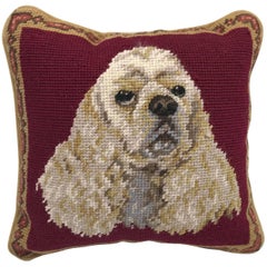 Vintage 1980s Cocker Spaniel Dog Needlepoint Pillow