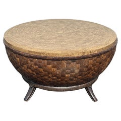 1980s Coconut Wood Sculptural Coffee Table