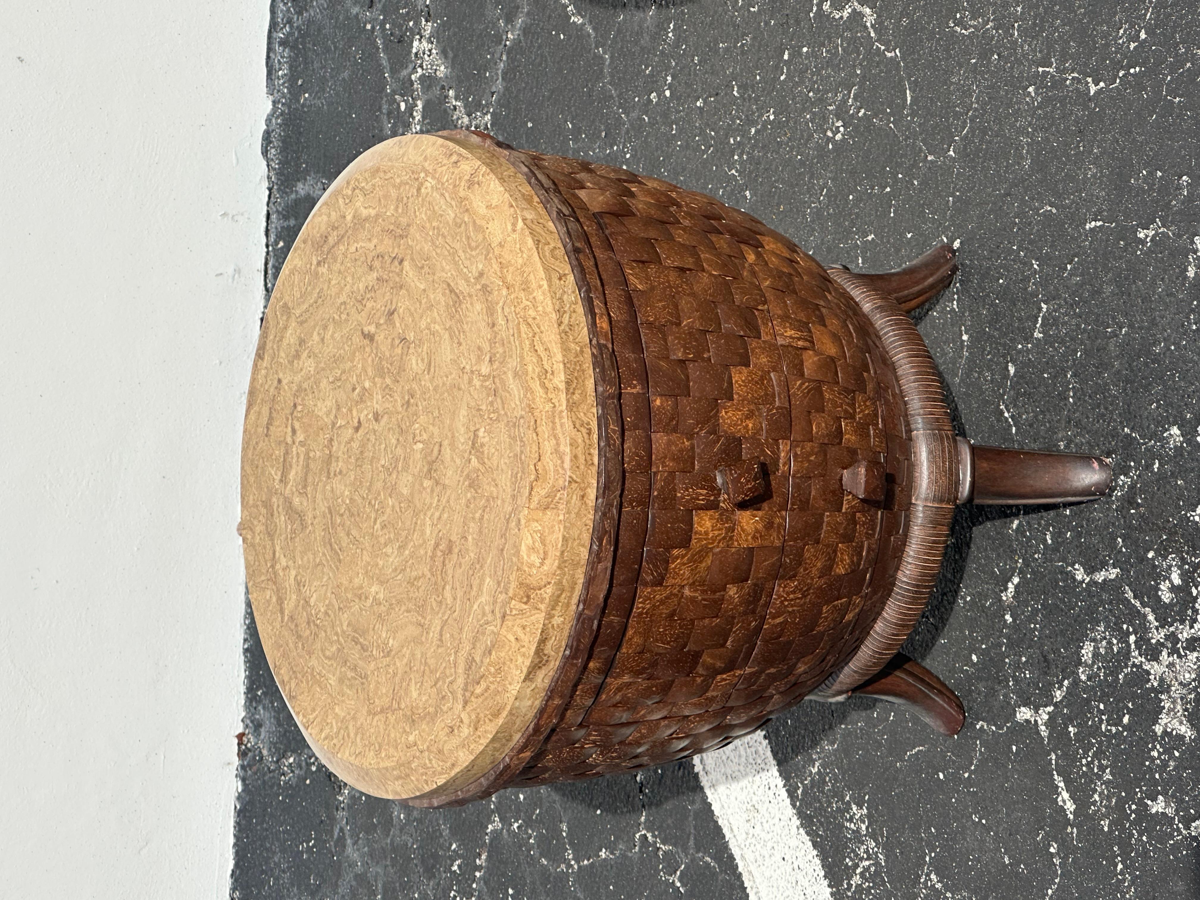 1980s Coconut Wood Sculptural End Tables, Set of 2 For Sale 4