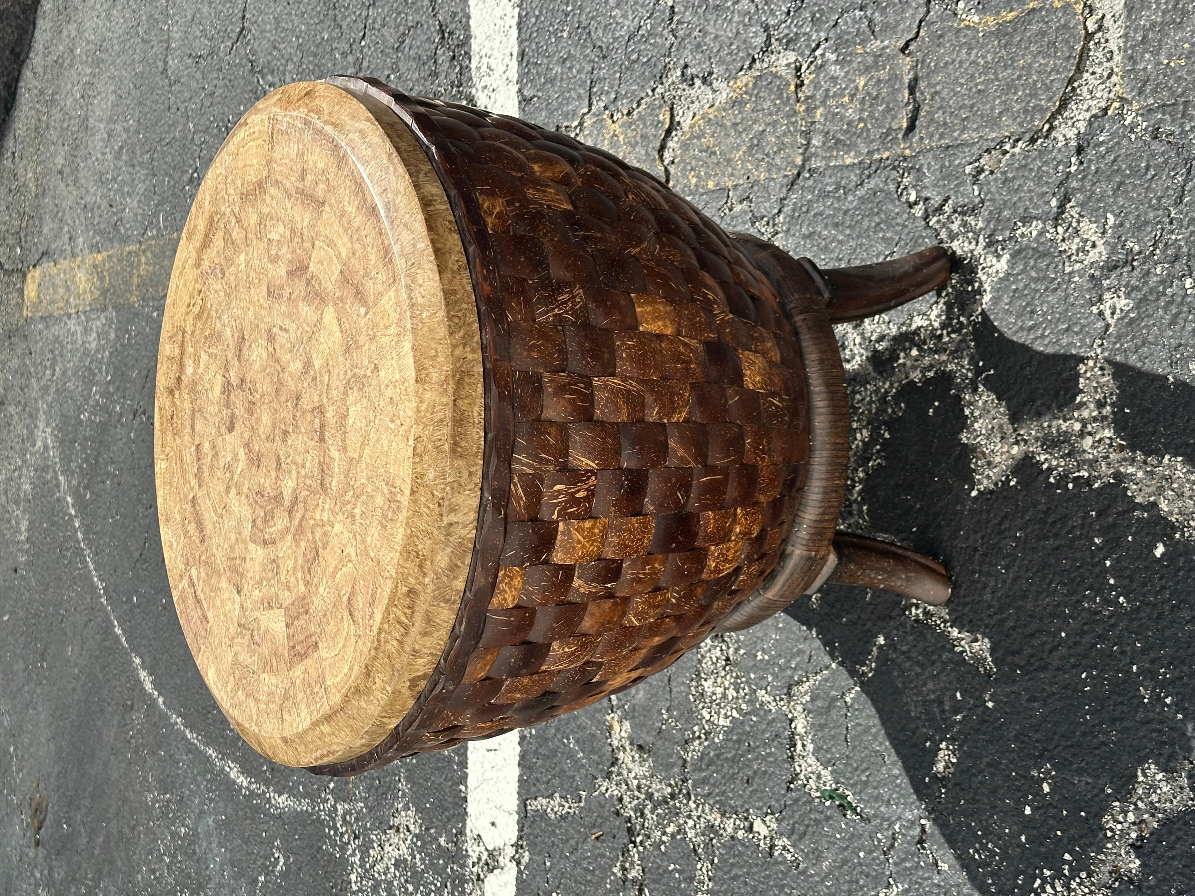 1980s Coconut Wood Sculptural End Tables, Set of 2 For Sale 7