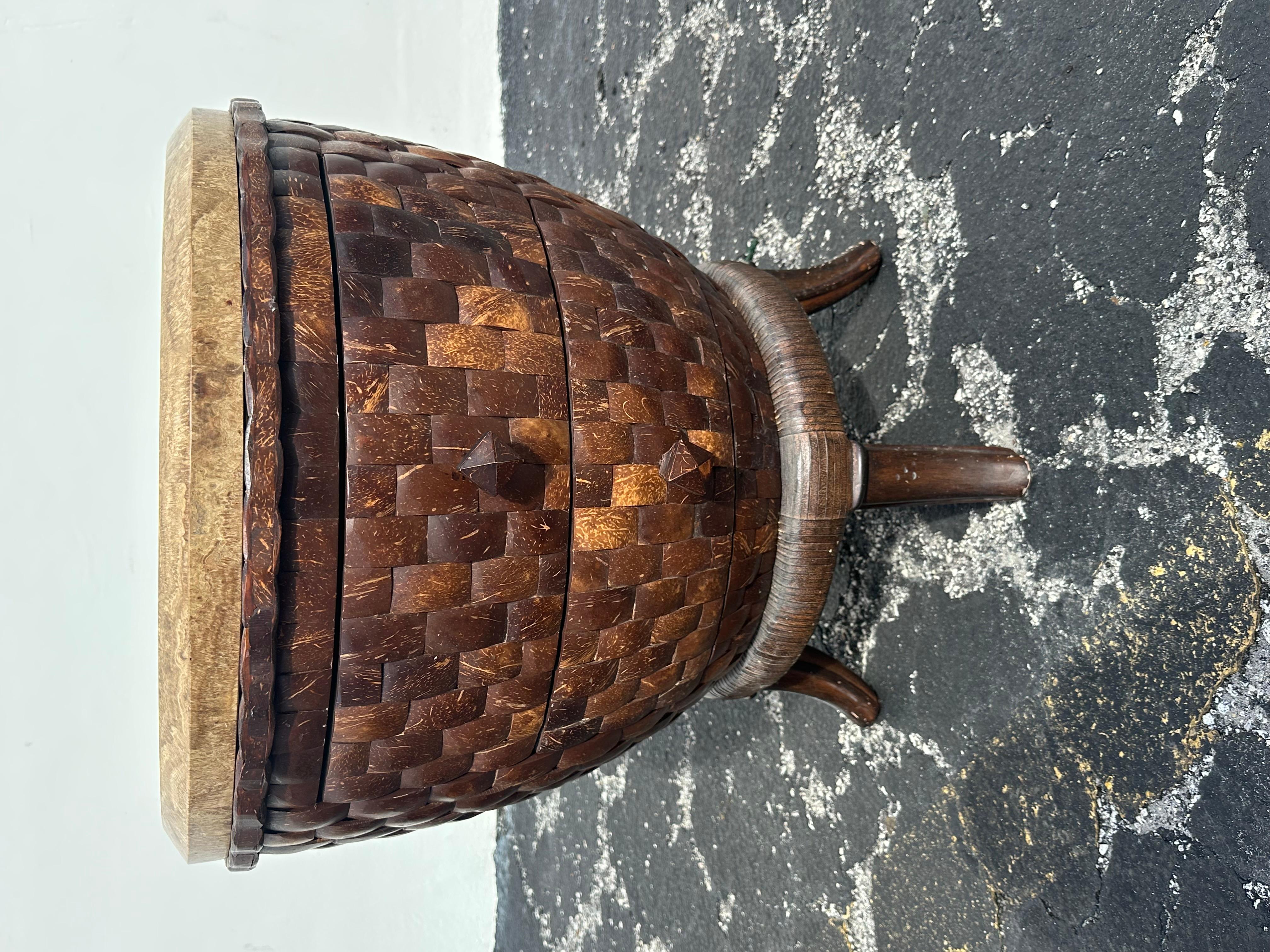 1980s Coconut Wood Sculptural End Tables, Set of 2 For Sale 2