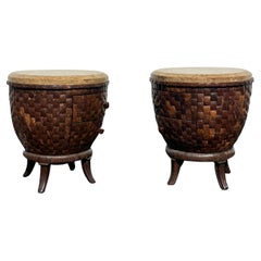 1980s Coconut Wood Sculptural End Tables, Set of 2