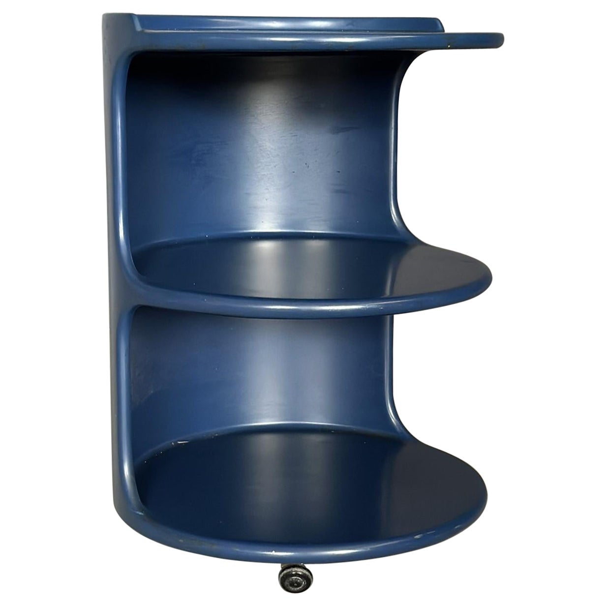 Table basse-table de rangement italienne des années 1980, en fibre de verre bleu pétrole