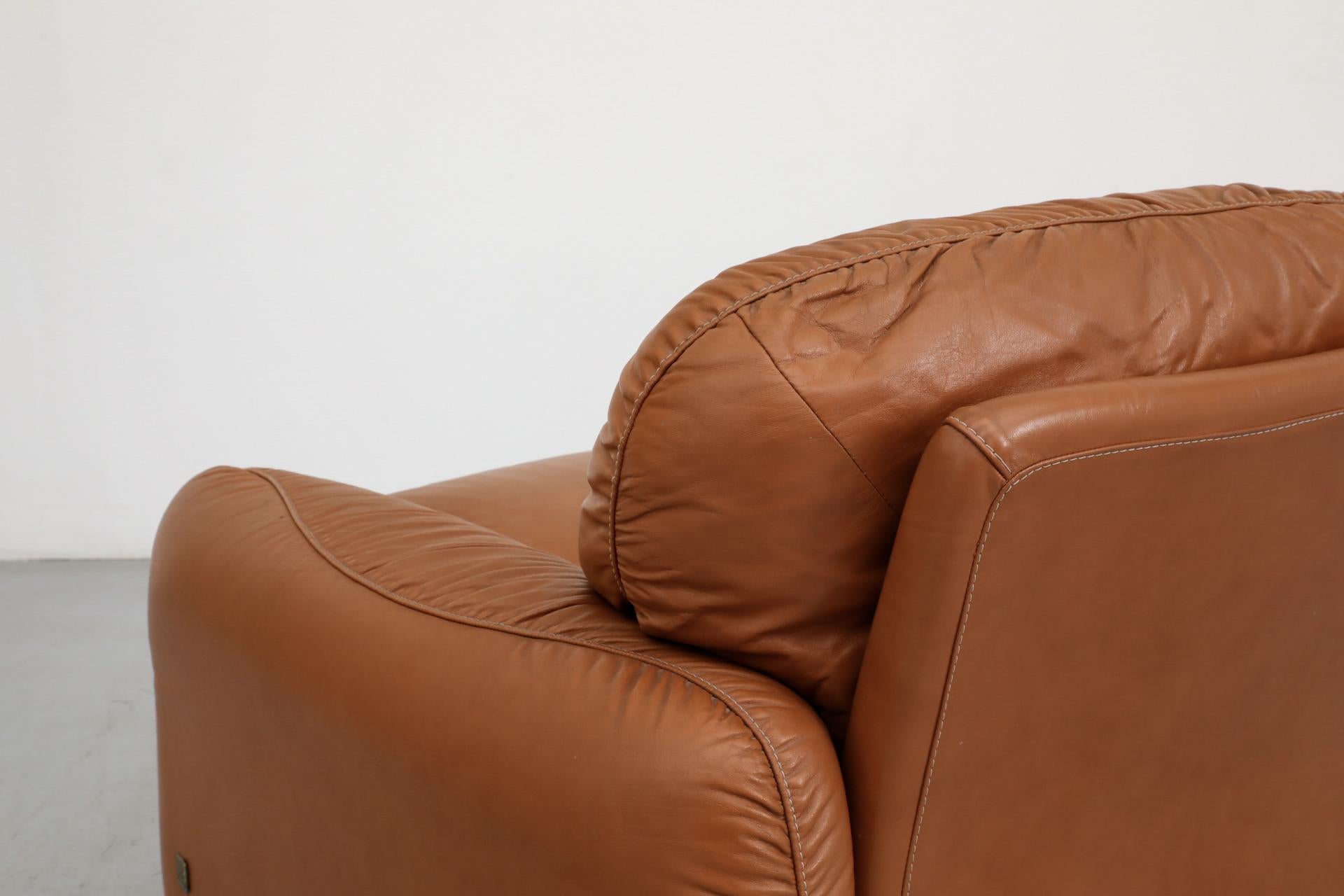 Divano a 3 posti Piumotto in pelle cognac anni '80 di Arrigo Arrigoni per Busnelli anni '80 in vendita 5