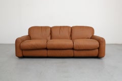 Canapé Piumotto à 3 places en cuir cognac des années 1980 par Arrigo Arrigoni pour Busnelli 1980