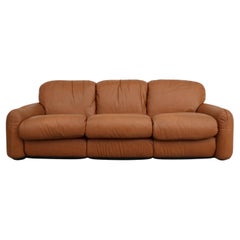 1980s Cognac Leather Piumotto 3 Seat Sofa by Arrigo Arrigoni for Busnelli 1980s