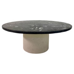 1980s Concrete and Black Stone Coffee Table