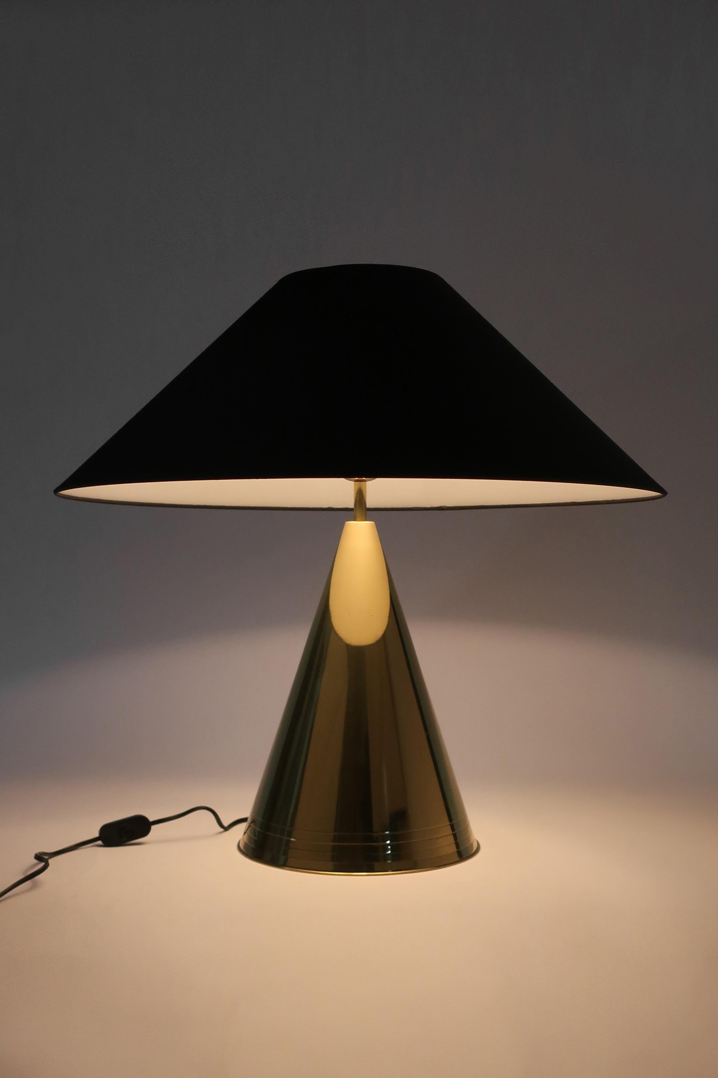 American 1980s Conical Brass Table Lamp