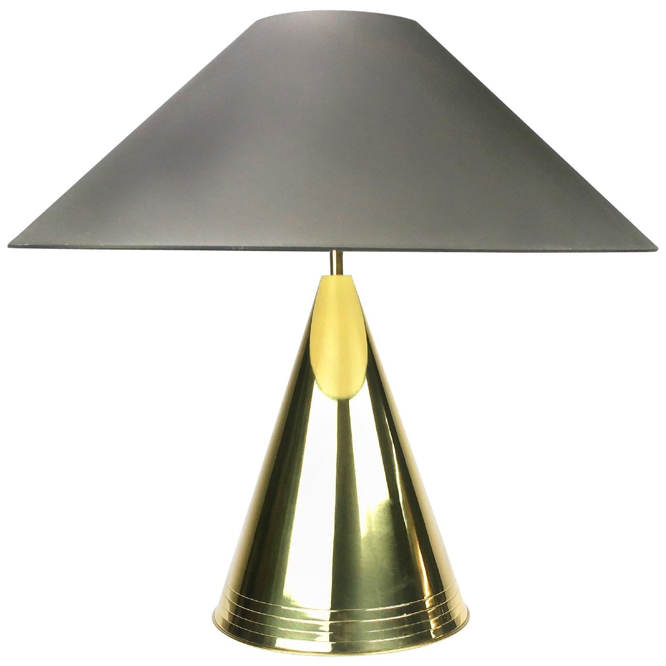 1980s Conical Brass Table Lamp