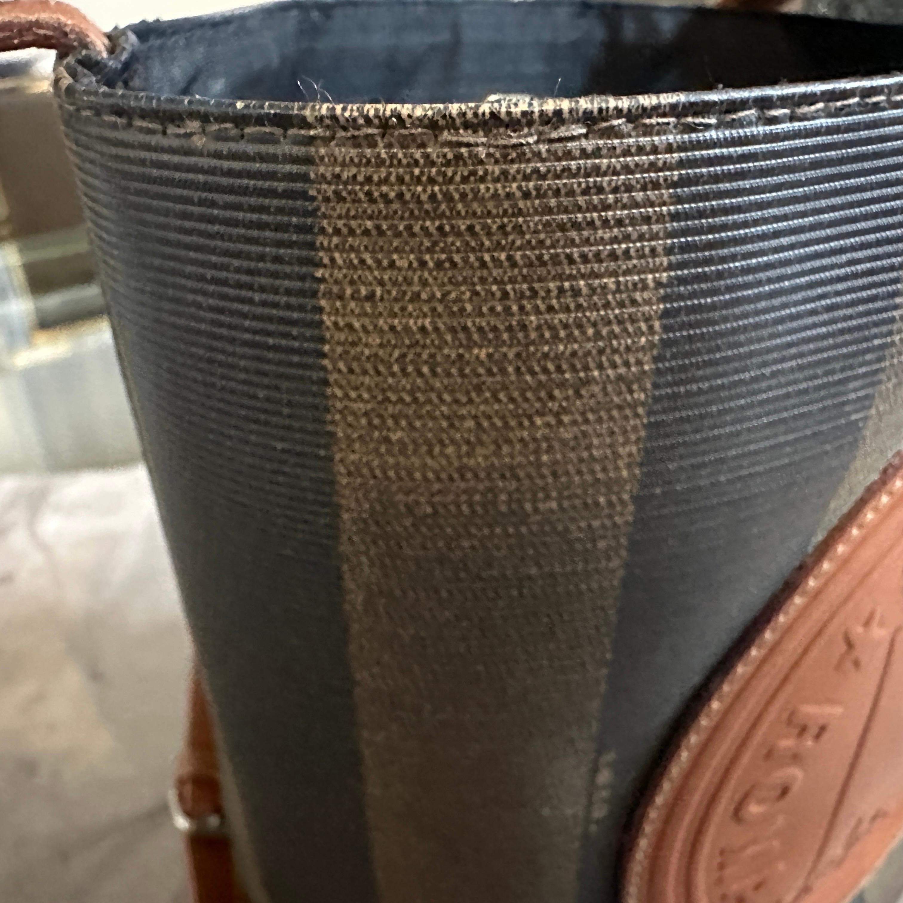 Nero Borsa a secchiello in tela e pelle Fendi degli anni '80, in stile contemporaneo in vendita