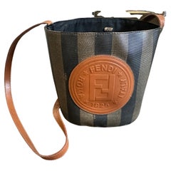 1980s Contemporary Canvas and Leather Fendi Shoulder Bucket Bag