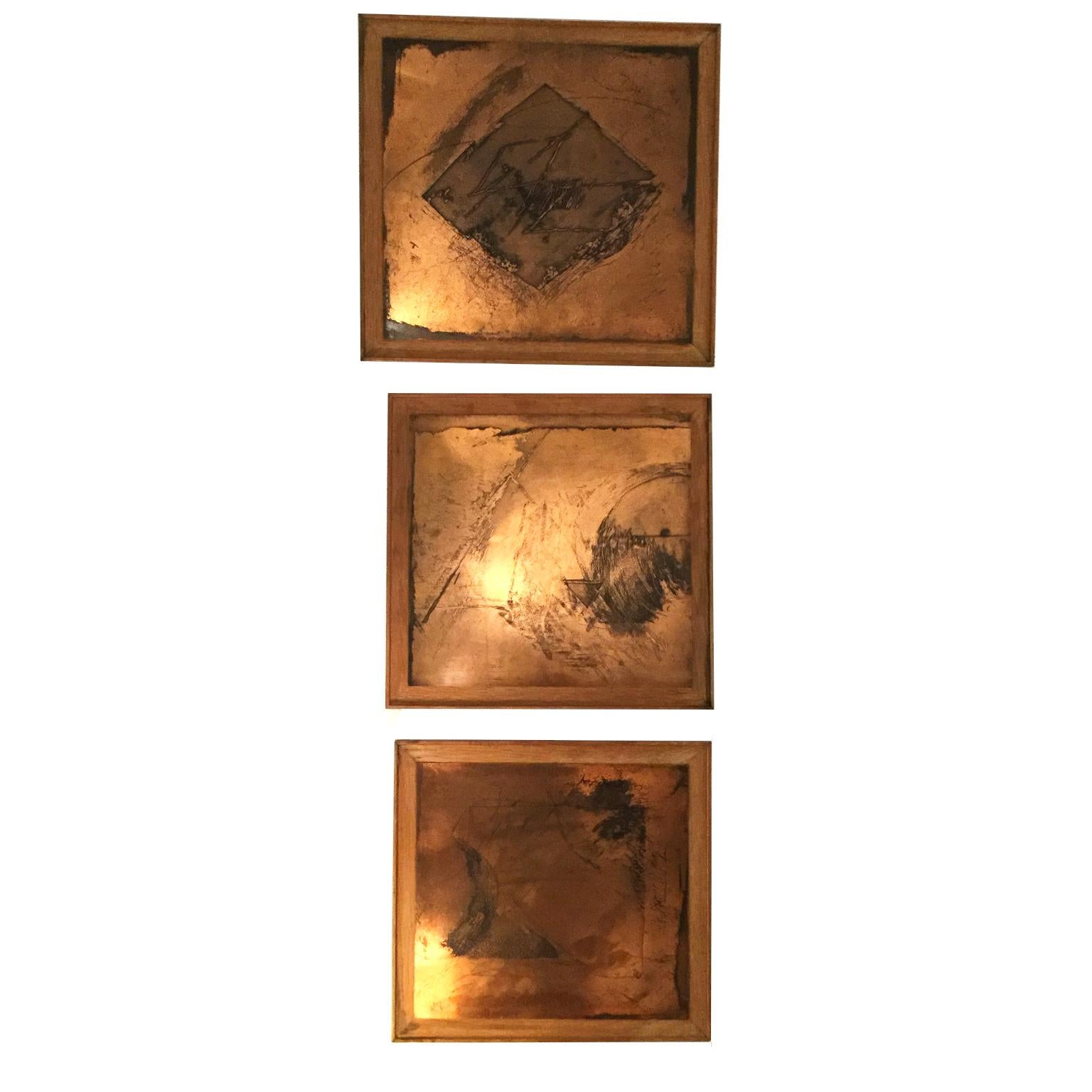 French 1980s Contemporary Copper Plates Engraving Matrix