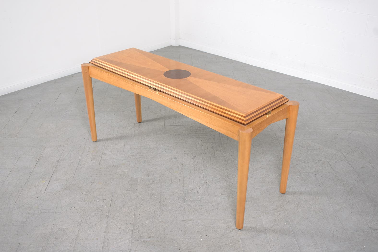 Mid-Century Modern 1980s Handcrafted Modern Console Table with Walnut Veneer For Sale