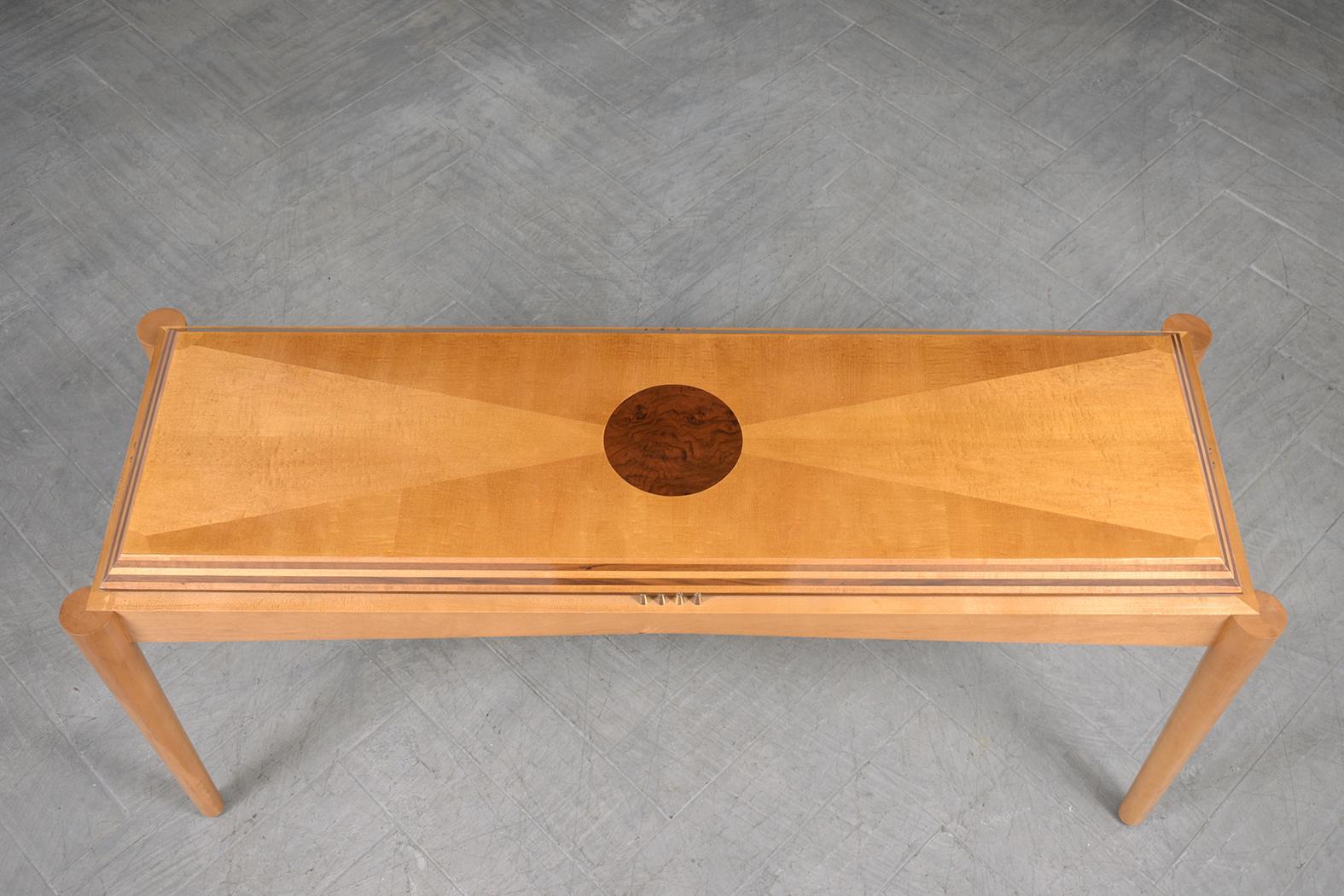 1980s Handcrafted Modern Console Table with Walnut Veneer In Good Condition For Sale In Los Angeles, CA