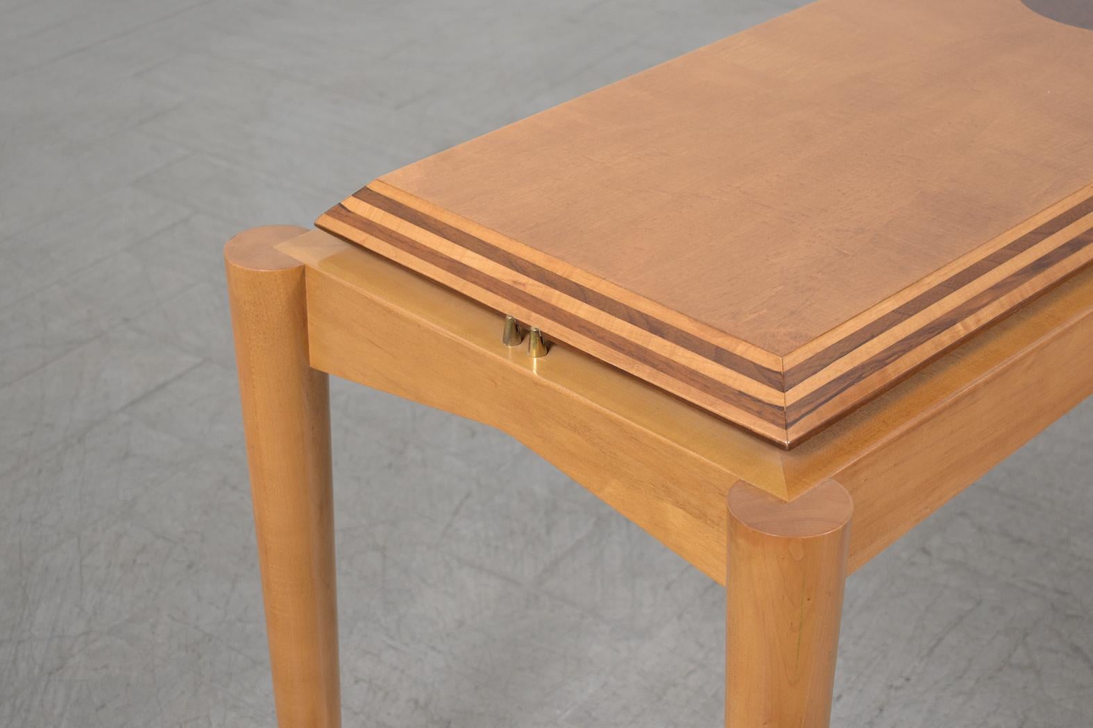 Brass 1980s Handcrafted Modern Console Table with Walnut Veneer For Sale