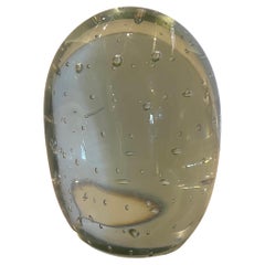 1980's Controlled Bubble Glass Oval bookend