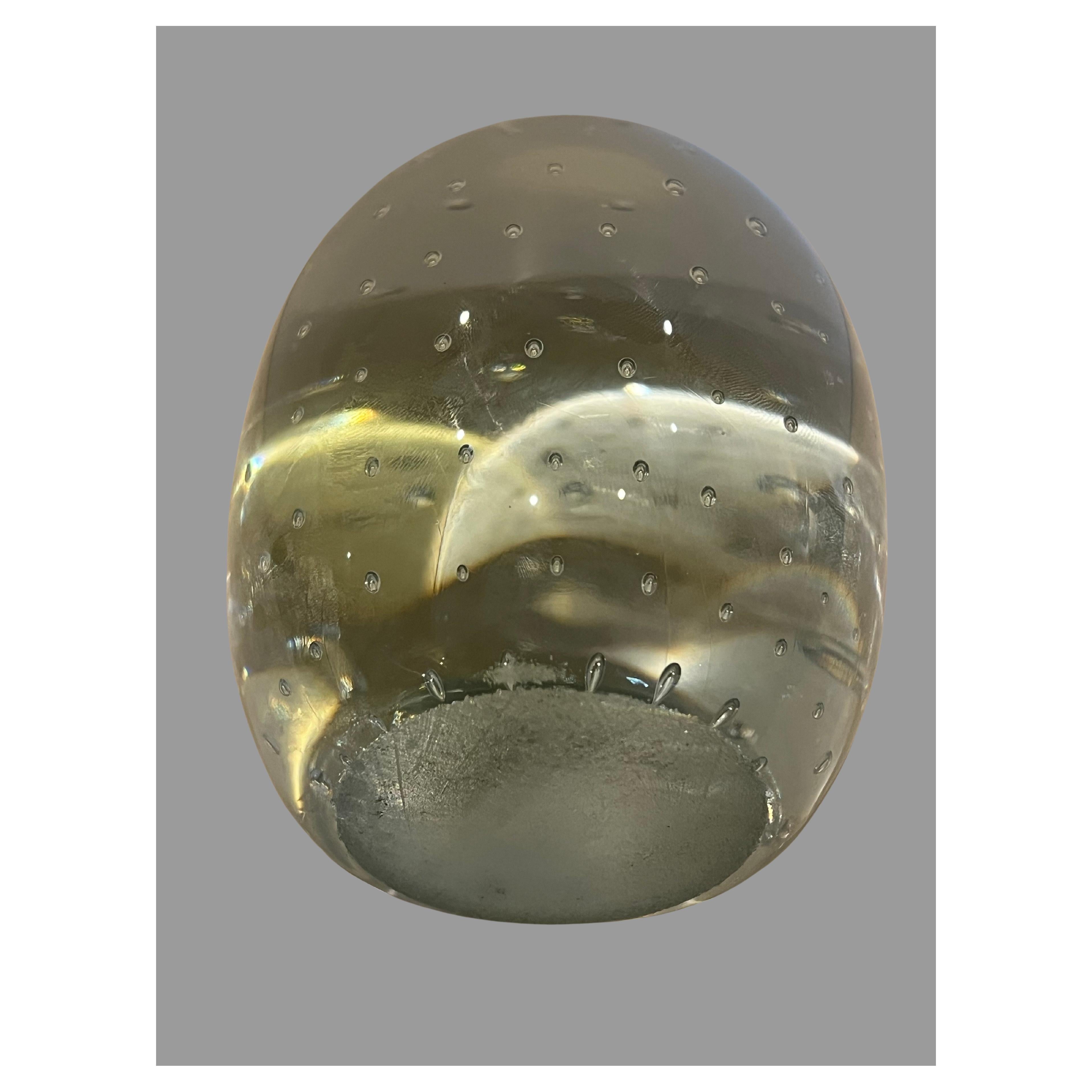 Post-Modern 1980's Controlled Bubble Glass Oval bookend For Sale