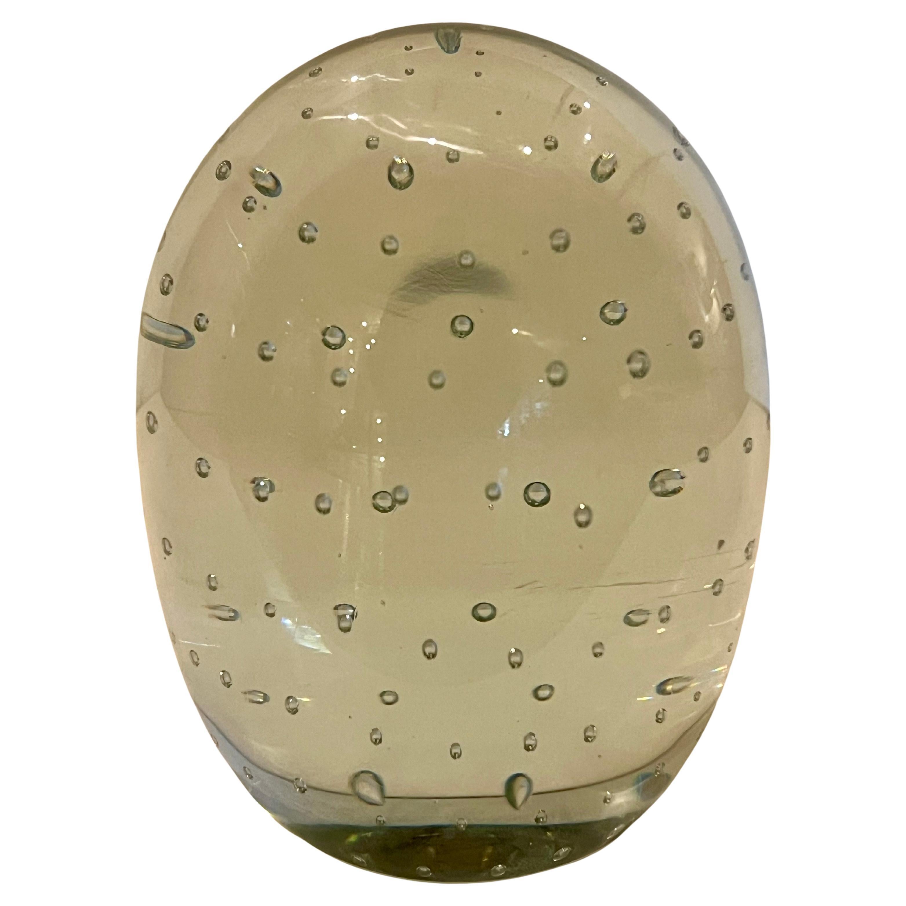 American 1980's Controlled Bubble Glass Oval bookend For Sale