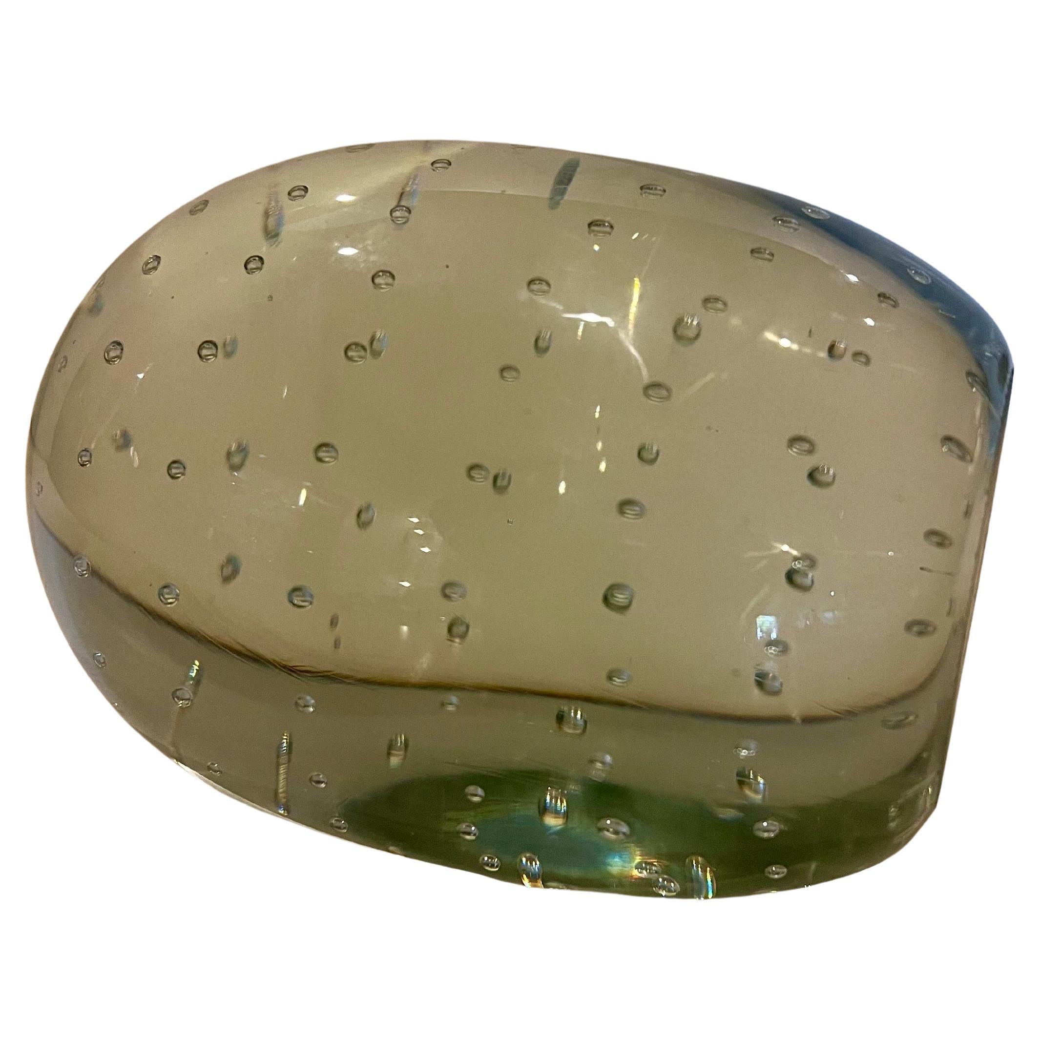 20th Century 1980's Controlled Bubble Glass Oval bookend For Sale