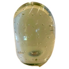 1980's Controlled Bubble Glass Oval bookend