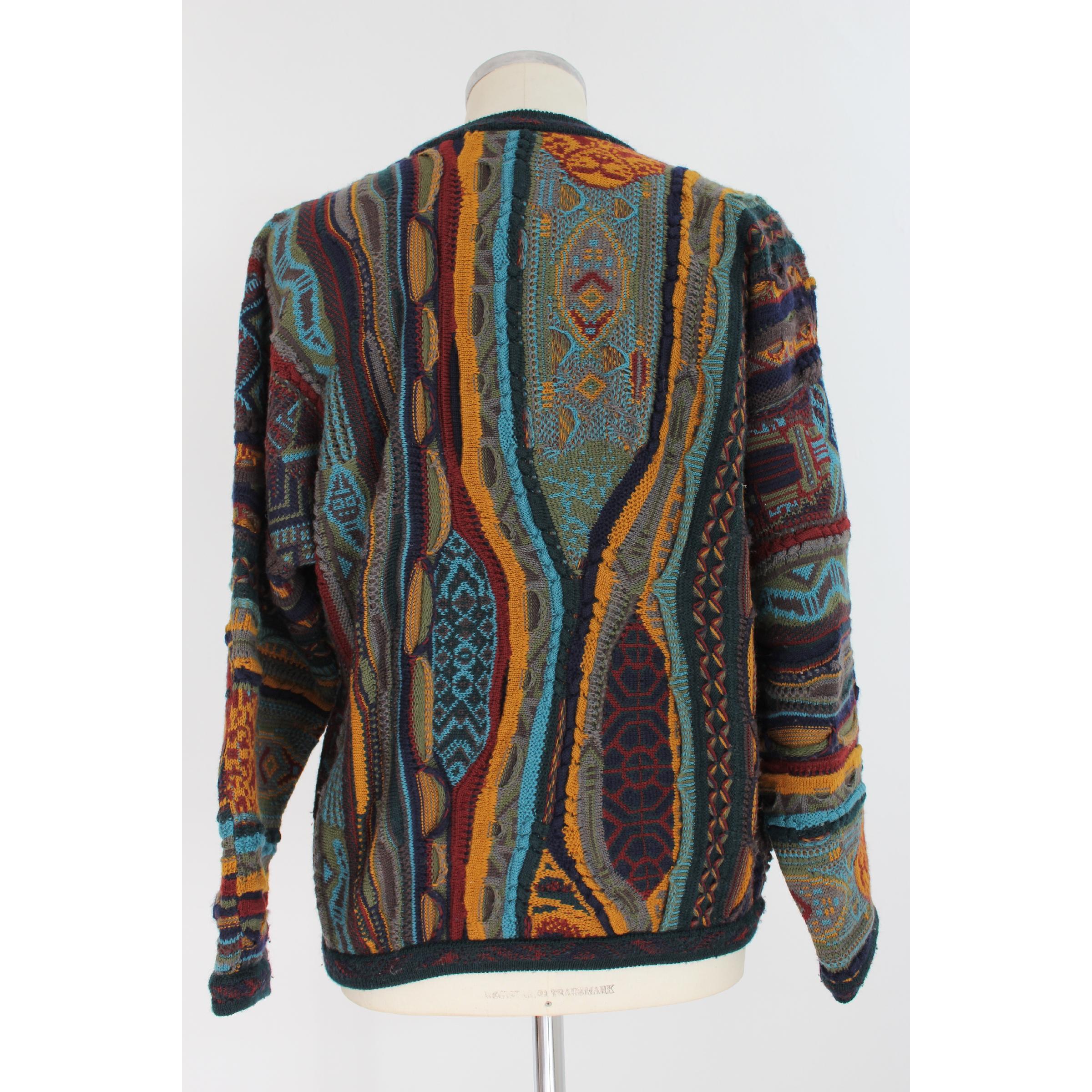 Coogi Australia men's vintage sweater. Multicolored, 100% pure wool. Round neck. Drawings of bull and snake animals. 80s. Made in Australia. Excellent vintage conditions.

Size: 48 It 38 Us 38 Uk

Shoulder: 48 cm
Bust / Chest: 66 cm
Sleeve: 61