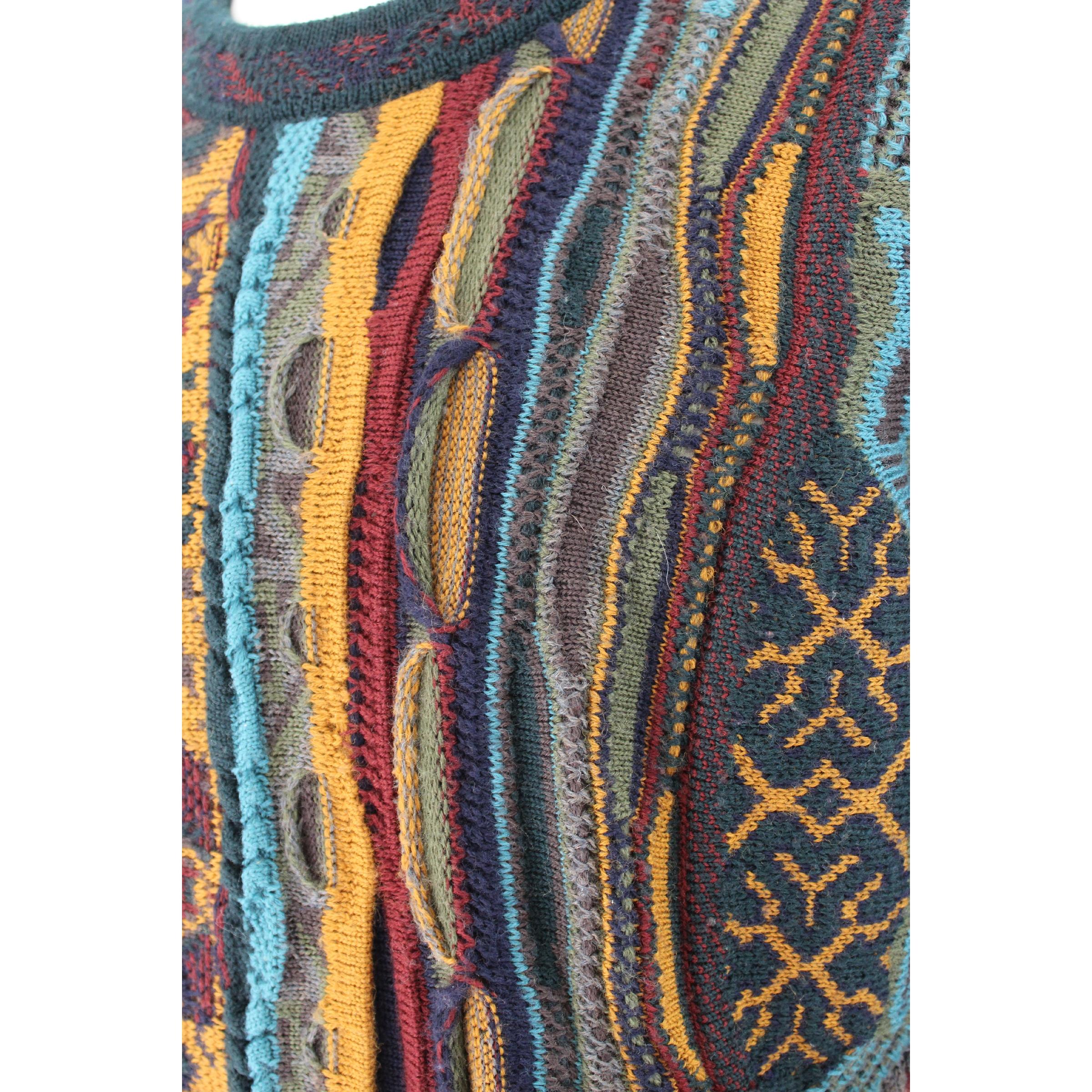 Black 1980s Coogi Australia Multicolor Animalier Wool Vintage Sweater
