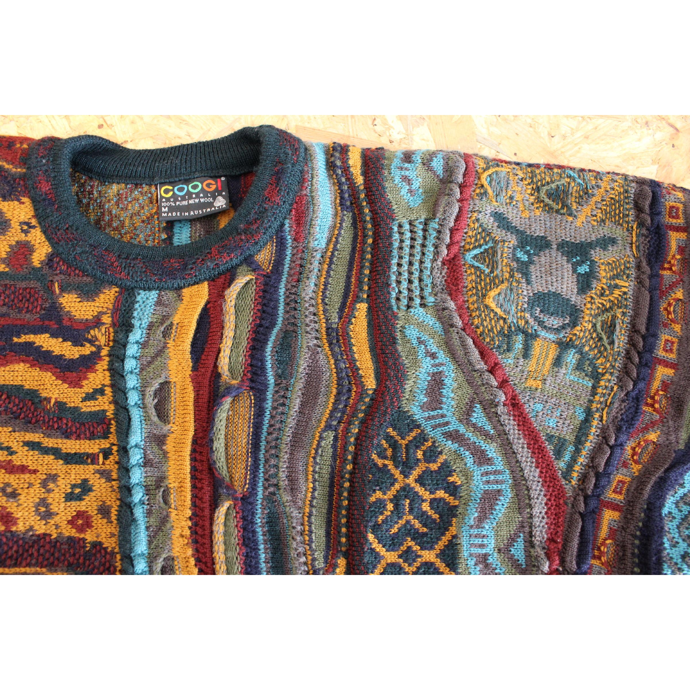1980s Coogi Australia Multicolor Animalier Wool Vintage Sweater 1