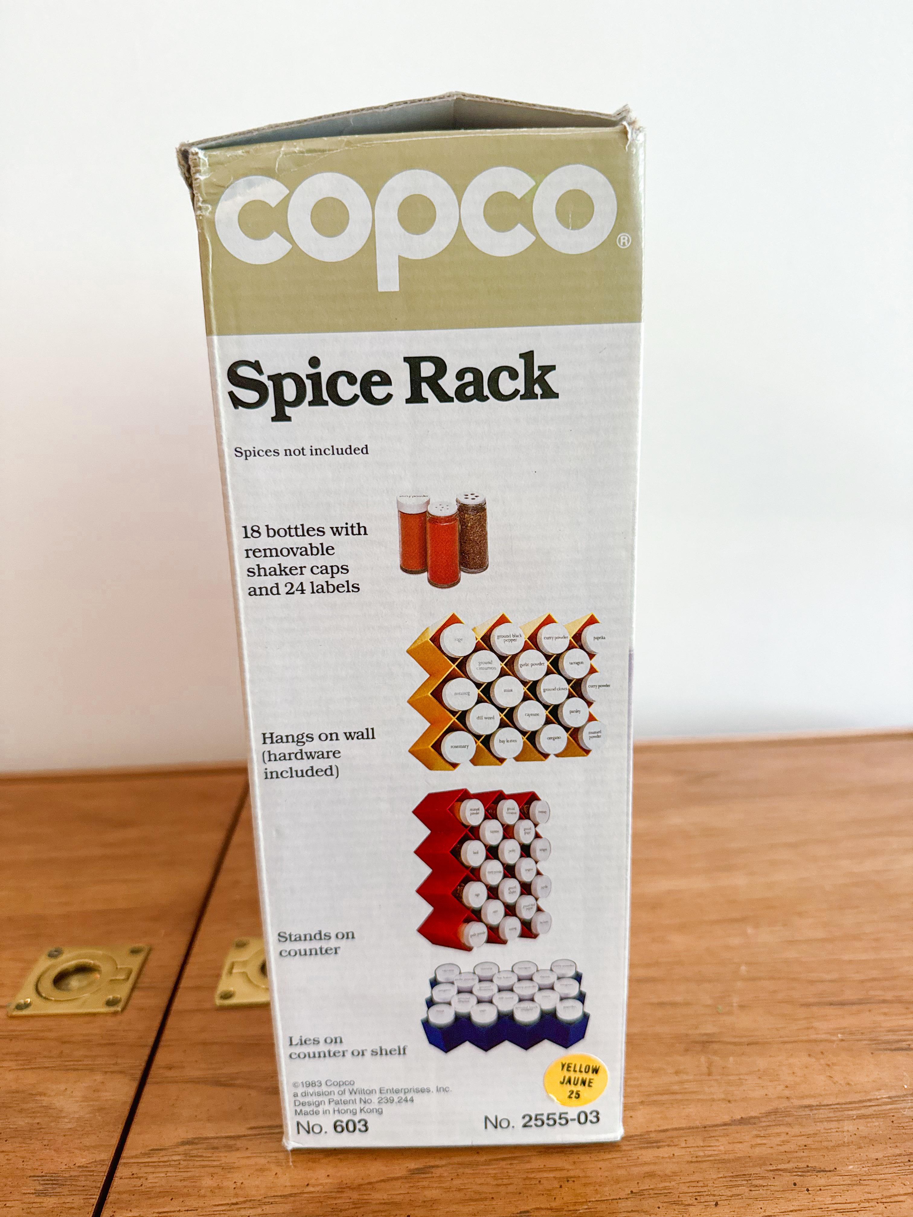 Late 20th Century 1980s Copco Postmodern Memphis Yellow Hanging Spice Rack New Old Stock Original