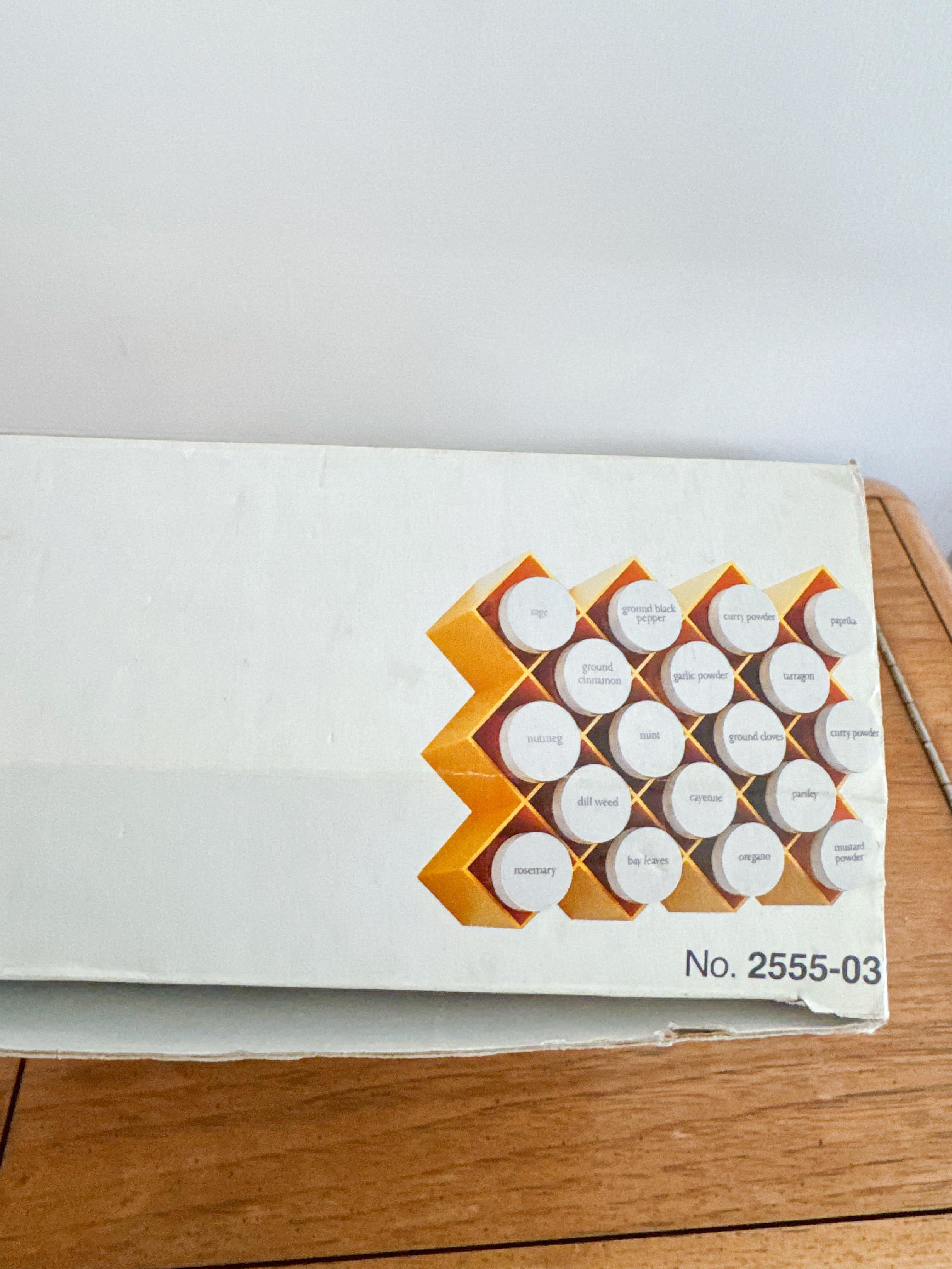 Glass 1980s Copco Postmodern Memphis Yellow Hanging Spice Rack New Old Stock Original