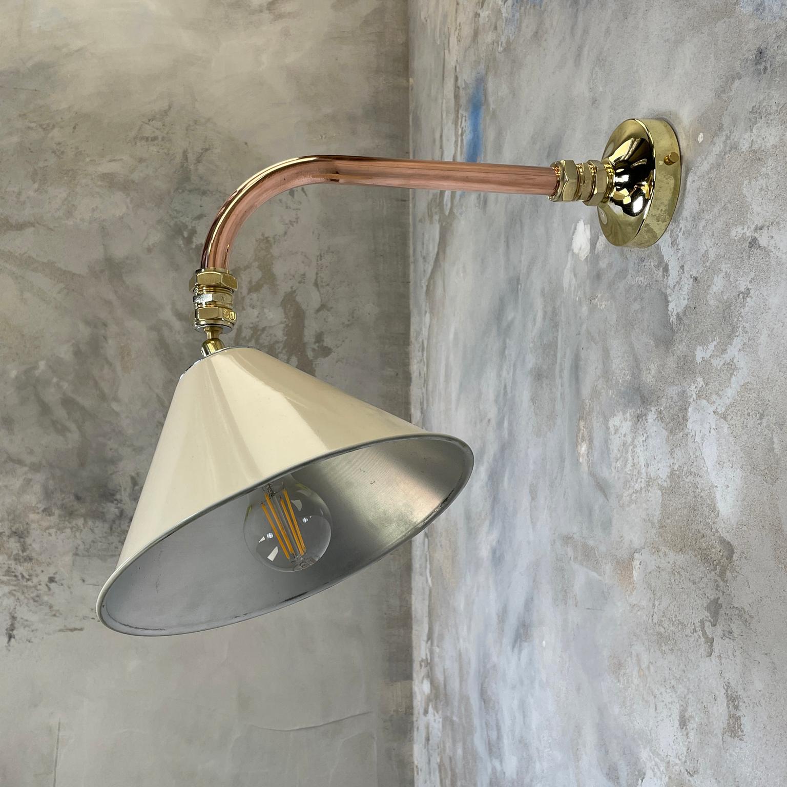 1980's Copper & Brass Cantilever Lamp Cream British Army Lamp Shade For Sale 4