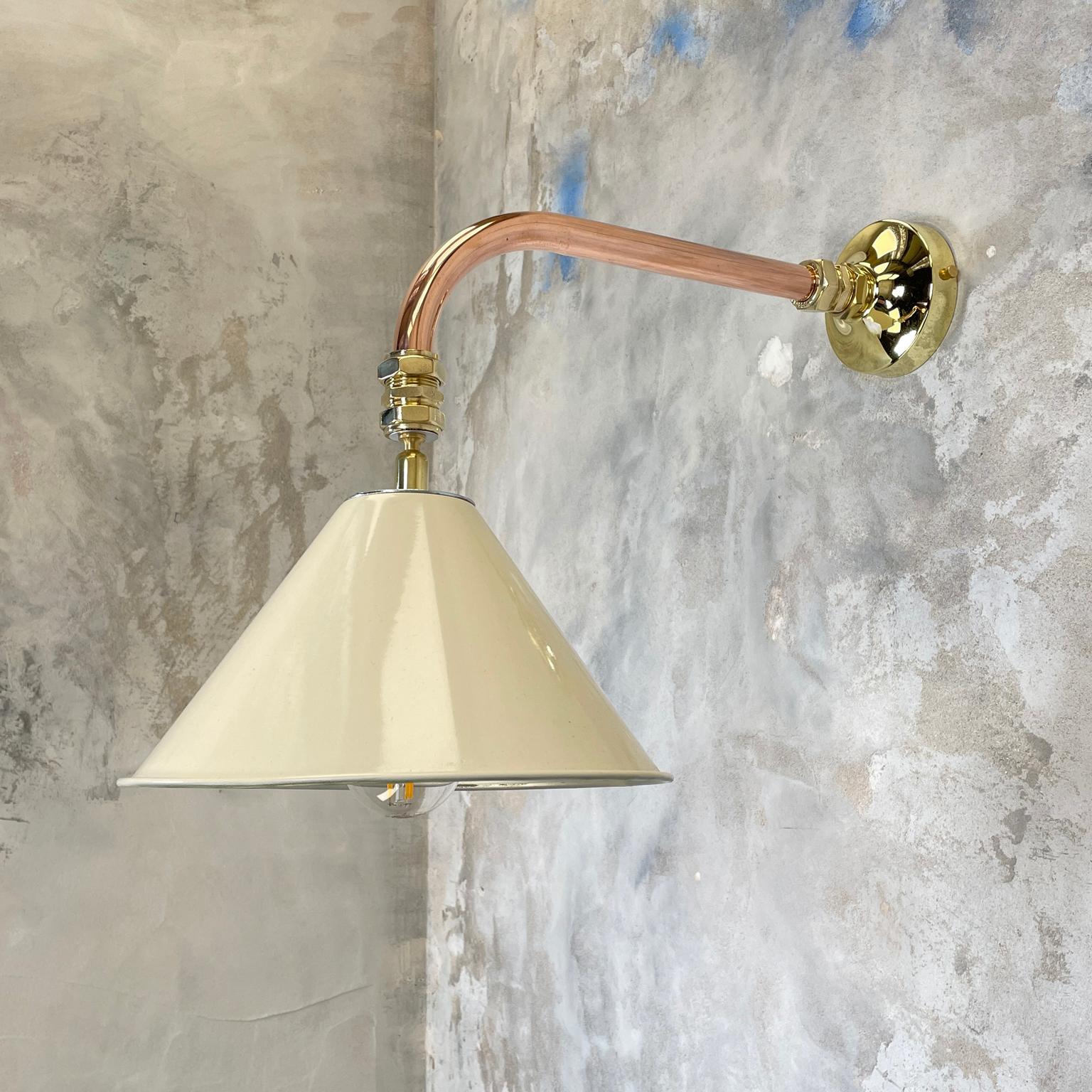 Late 20th Century 1980's Copper & Brass Cantilever Lamp Cream British Army Lamp Shade For Sale