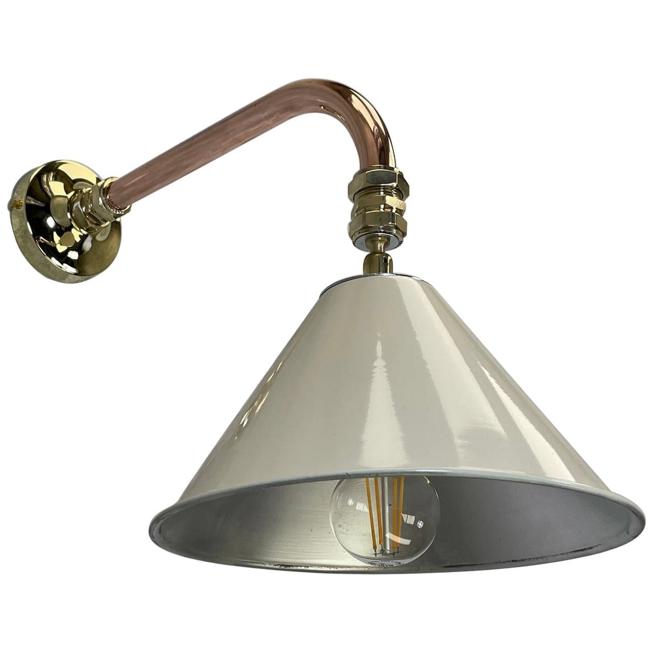 1980's Copper & Brass Cantilever Lamp Cream British Army Lamp Shade