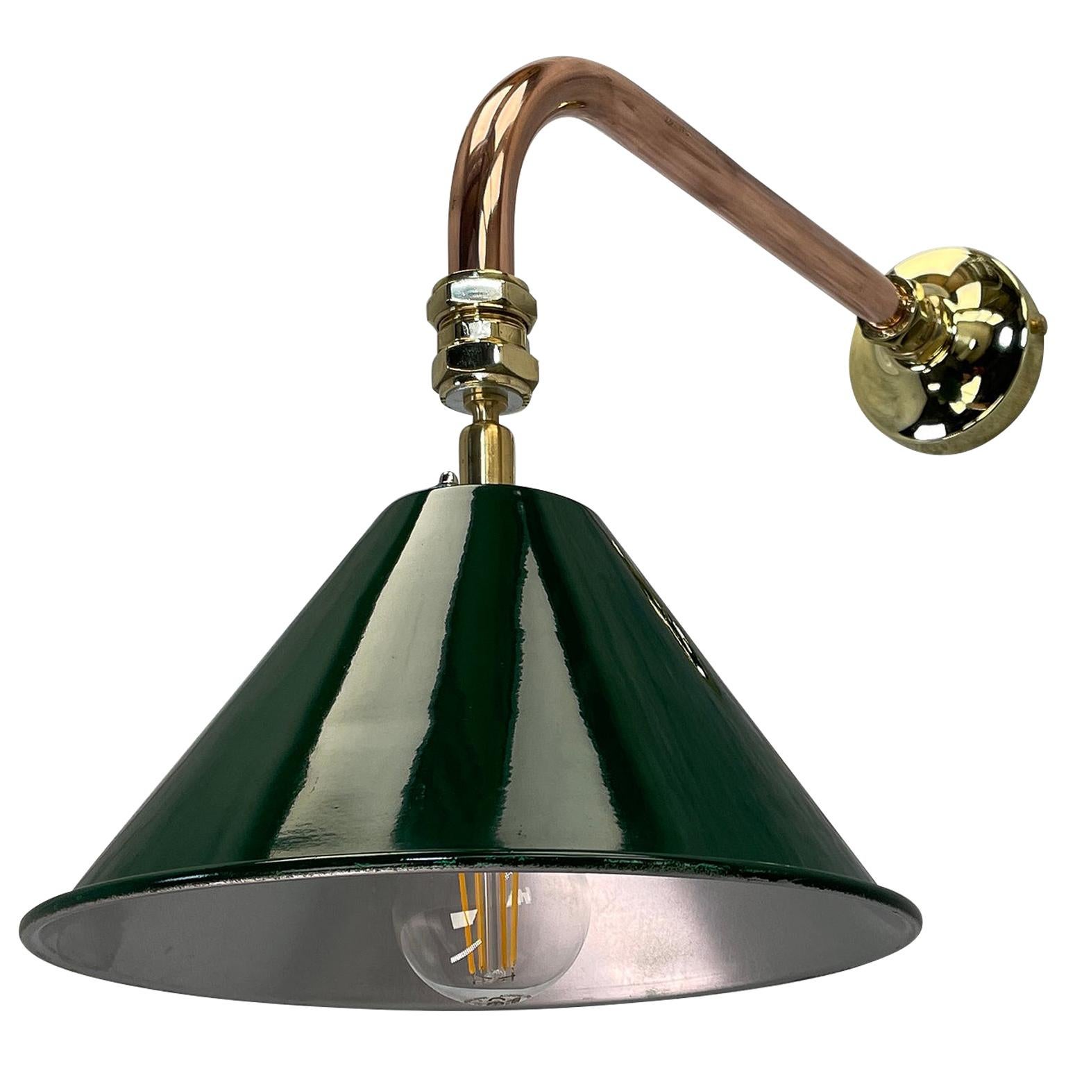 1980's Copper & Brass Cantilever Lamp Green British Army Lamp Shade
