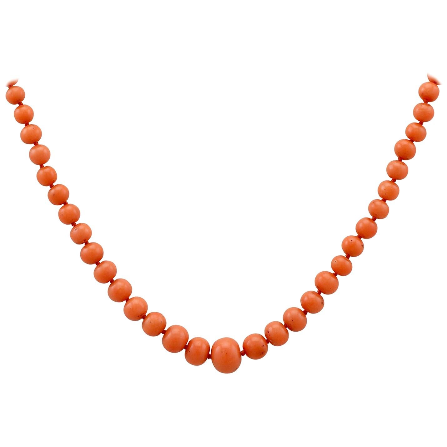 1980s Coral and Silver Gilt Necklace