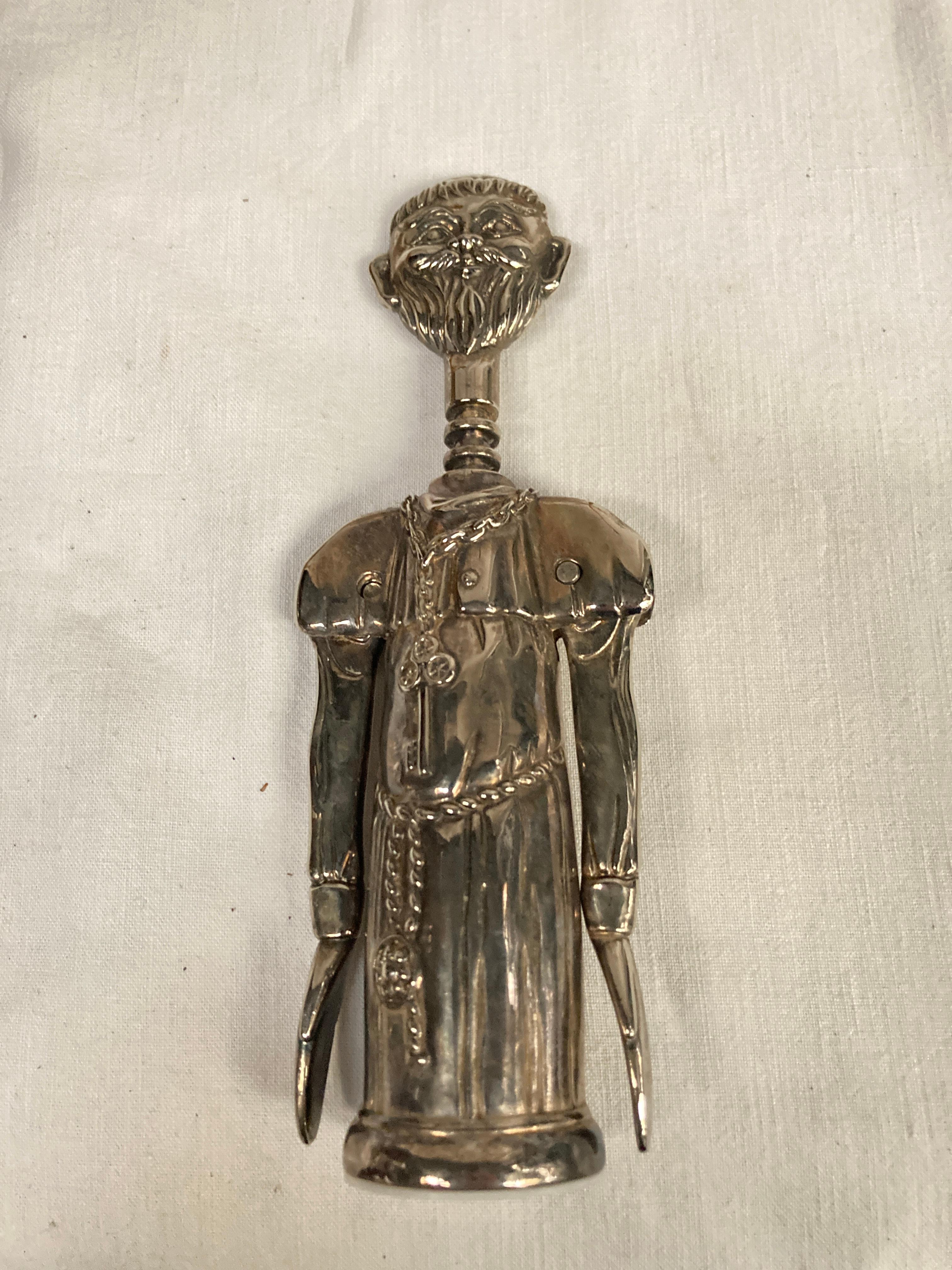 Cavatappi a forma di monaco degli anni '80 in bronzo placcato argento
Ottime condizioni