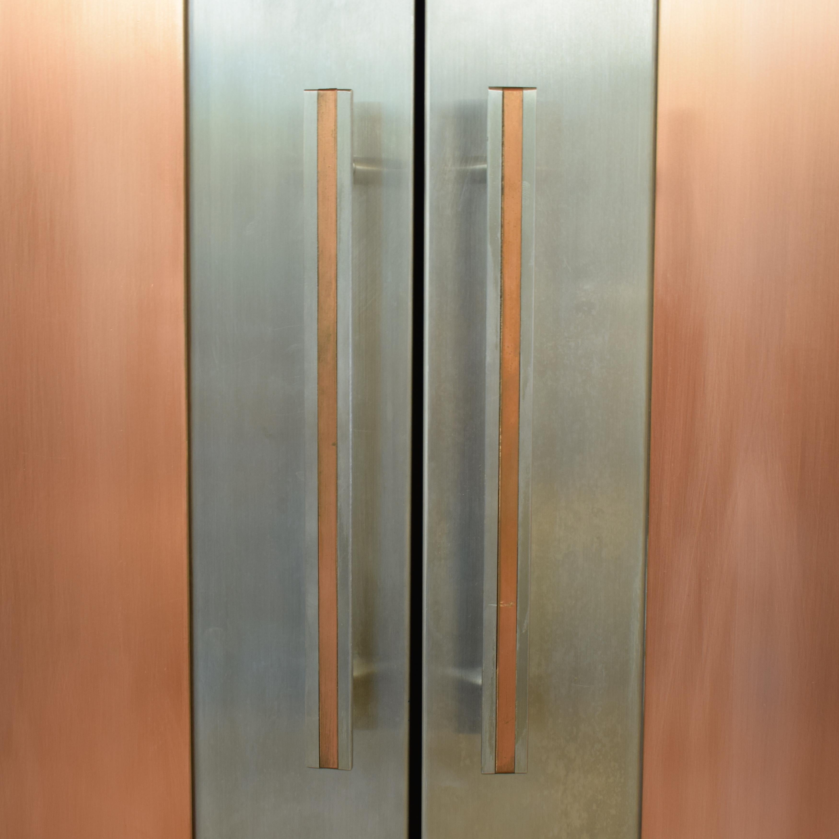 Italian 1980s Corner Cabinet / Cabinet with Copper Doors