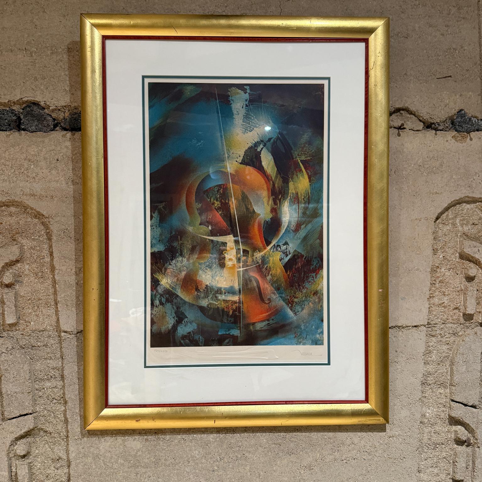 Messicano Litografia astratta del 1980 Cosmic Wind Leonardo Nierman in vendita