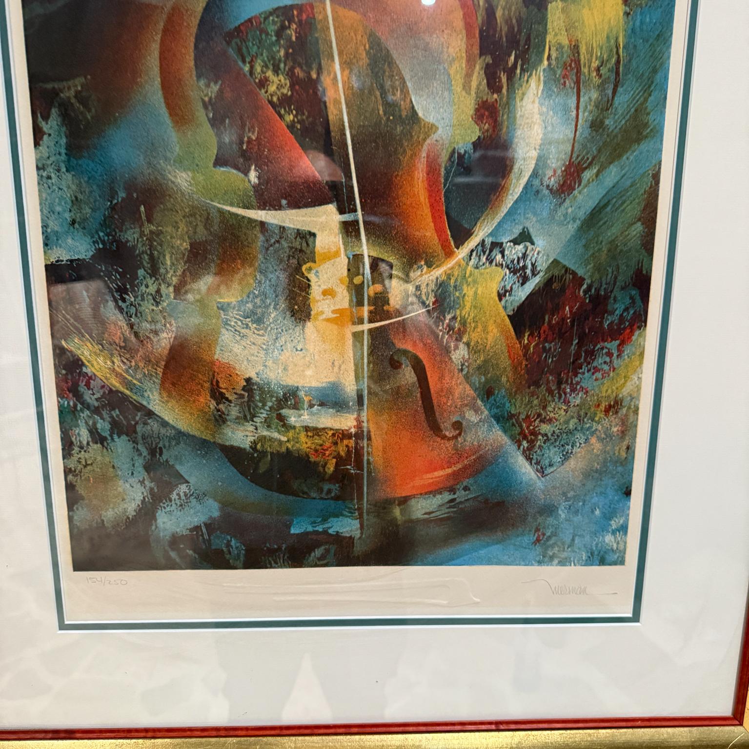 Fine XX secolo Litografia astratta del 1980 Cosmic Wind Leonardo Nierman in vendita