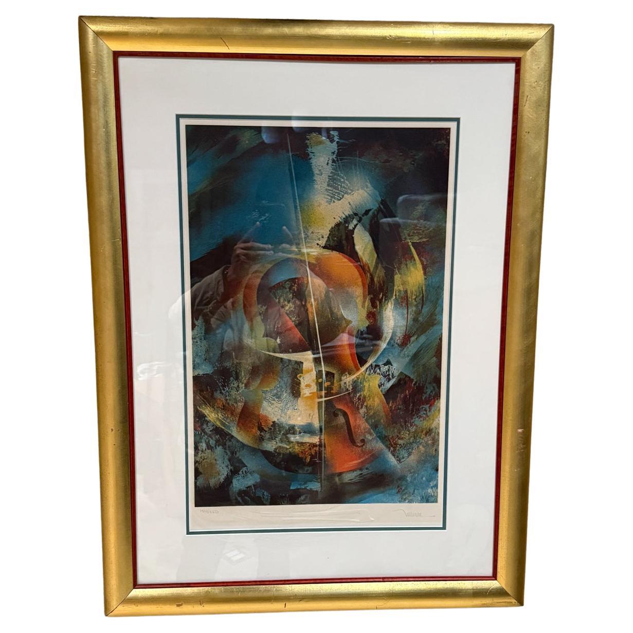 1980s Cosmic Wind Abstract Lithograph Leonardo Nierman