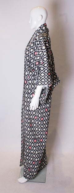 1980s Cotton Kimono with Geomettric Print