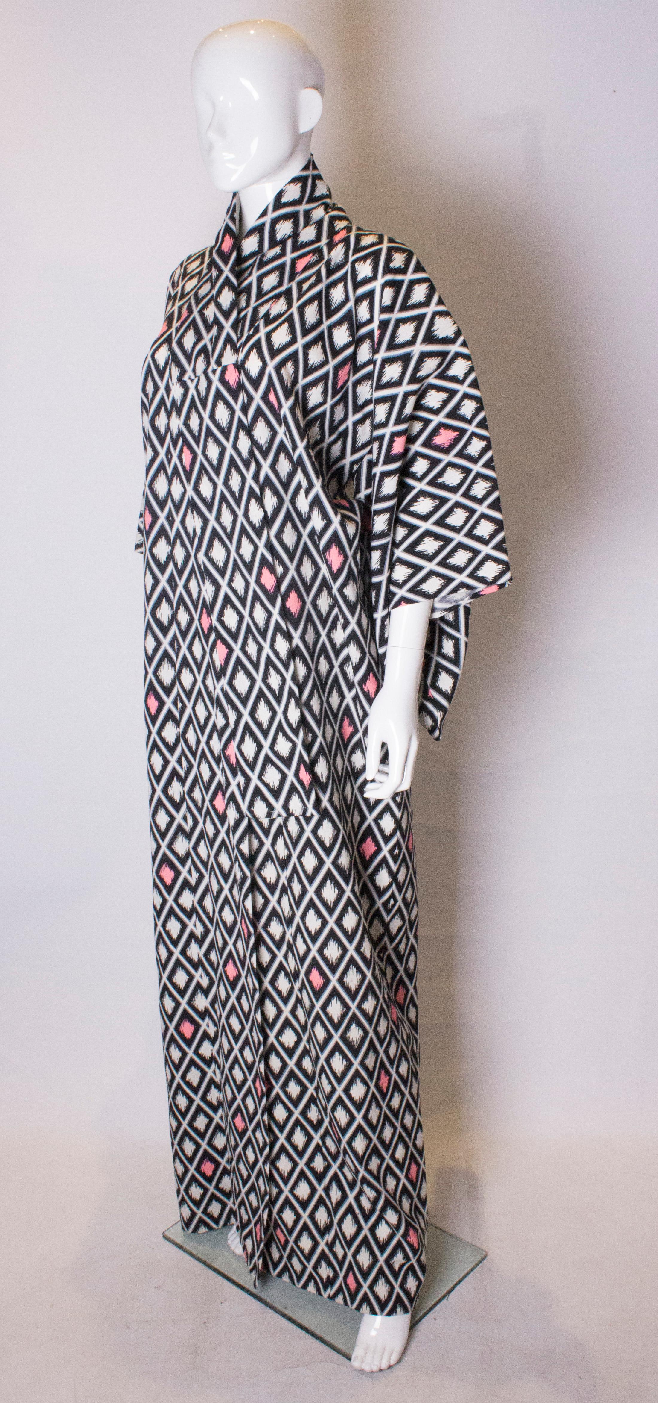 Women's or Men's 1980s Cotton Kimono with Geomettric Print