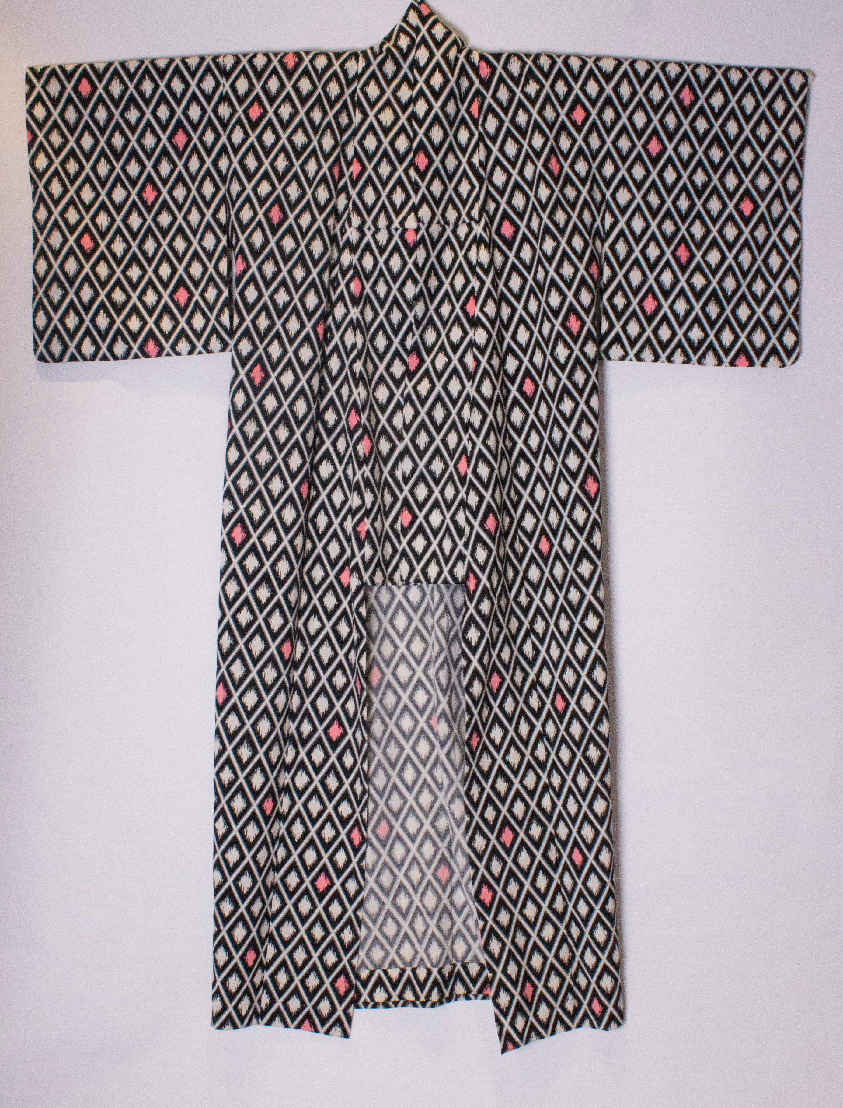 1980s Cotton Kimono with Geomettric Print 1