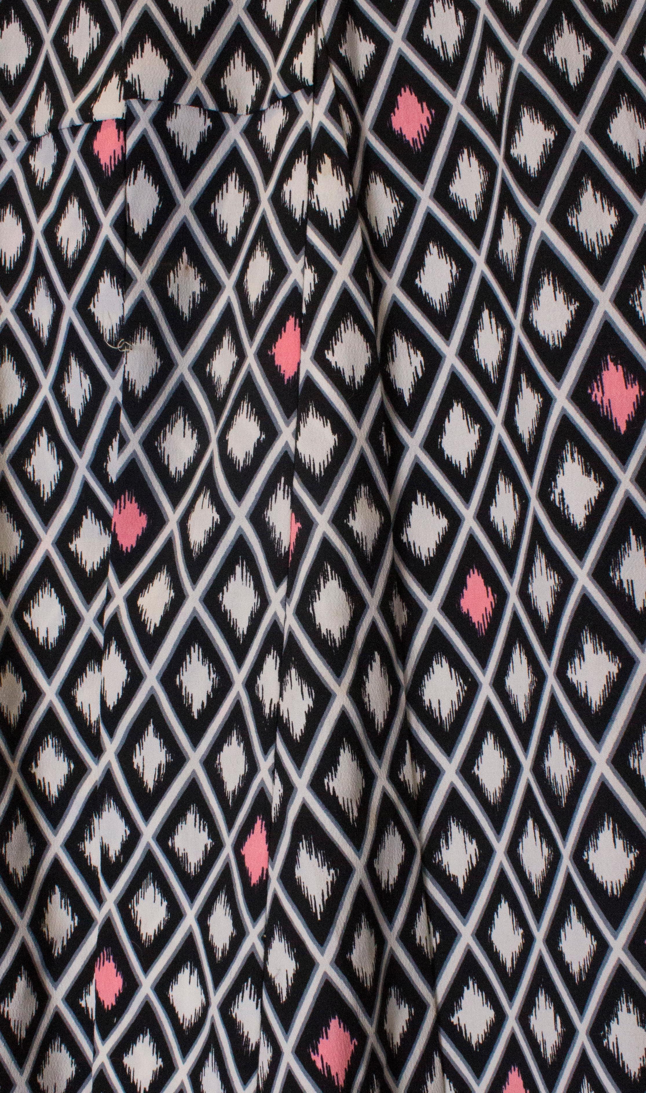 1980s Cotton Kimono with Geomettric Print 2